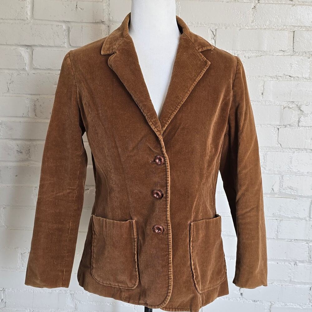 Vintage Mantessa Brown Corduroy Blazer Jacket Size 12 Made in Japan 70s 80s